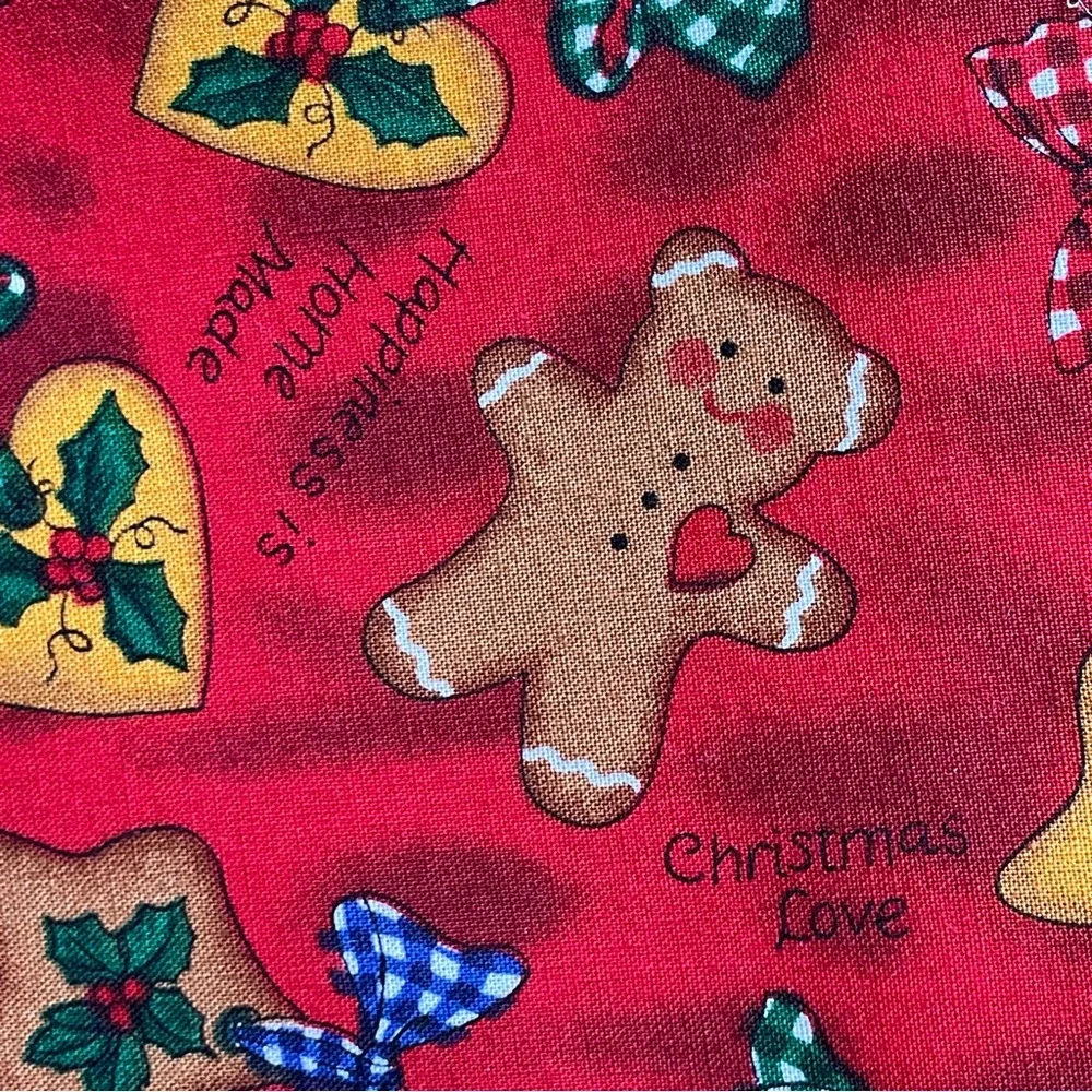 Vintage 1997 Ro Gregg Home Made Christmas Love Red Gingerbread Fabric 64
